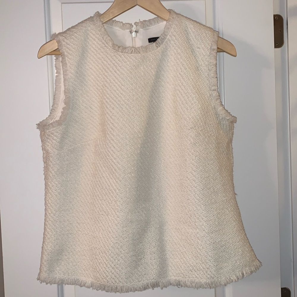 Cream Tweed Sleeveless Top